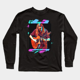 Young Guitarist (paint splotch frame) Long Sleeve T-Shirt